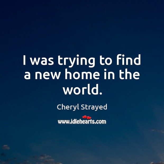 I was trying to find a new home in the world. Image