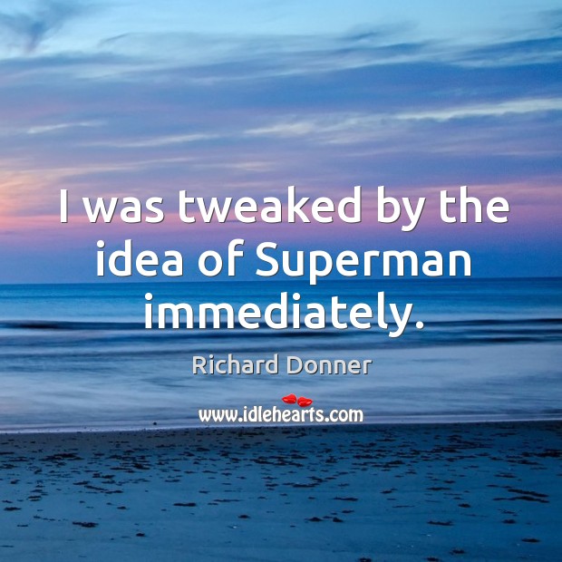 I was tweaked by the idea of superman immediately. Richard Donner Picture Quote