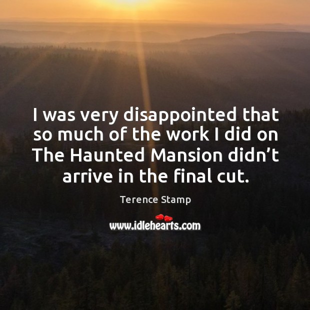 I was very disappointed that so much of the work I did on the haunted mansion didn’t arrive in the final cut. Image