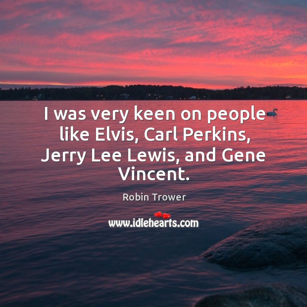 I was very keen on people like elvis, carl perkins, jerry lee lewis, and gene vincent. Image
