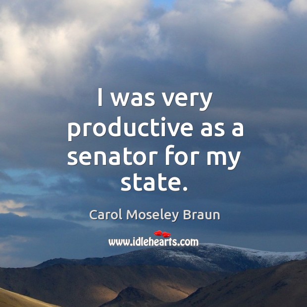 I was very productive as a senator for my state. Image