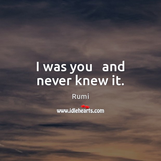 I was you   and never knew it. Rumi Picture Quote
