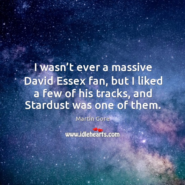 I wasn’t ever a massive david essex fan, but I liked a few of his tracks, and stardust was one of them. Martin Gore Picture Quote