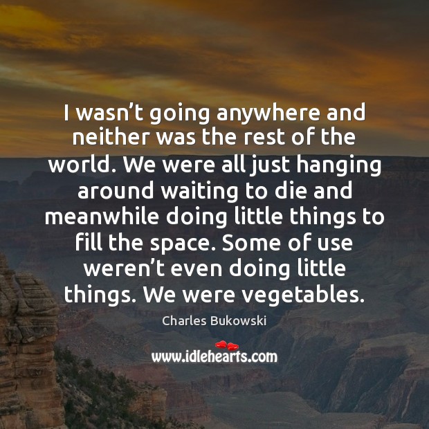 I wasn’t going anywhere and neither was the rest of the Charles Bukowski Picture Quote