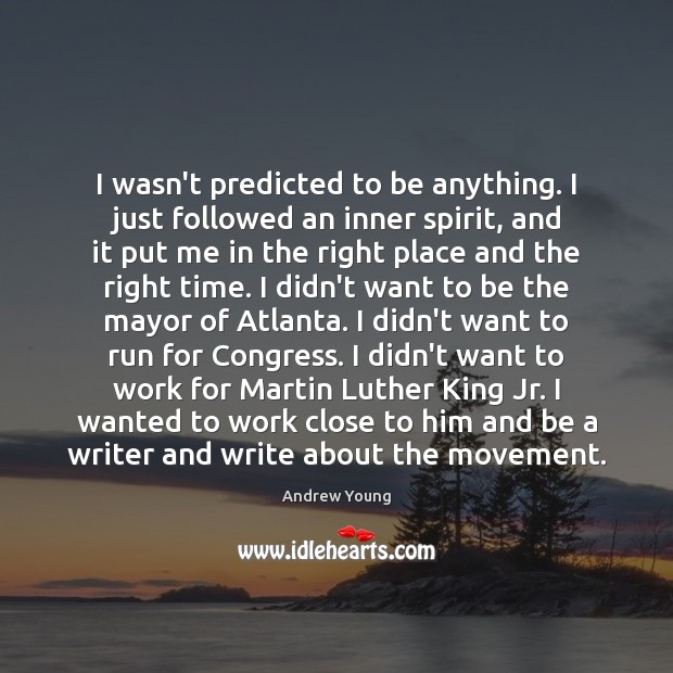 I wasn’t predicted to be anything. I just followed an inner spirit, Andrew Young Picture Quote