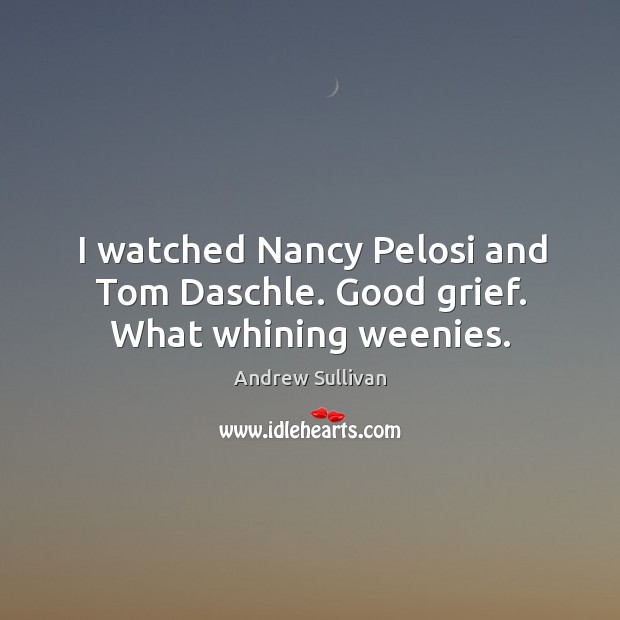 I watched Nancy Pelosi and Tom Daschle. Good grief. What whining weenies. Andrew Sullivan Picture Quote