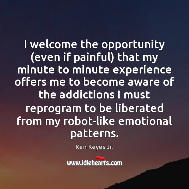 I welcome the opportunity (even if painful) that my minute to minute Ken Keyes Jr. Picture Quote