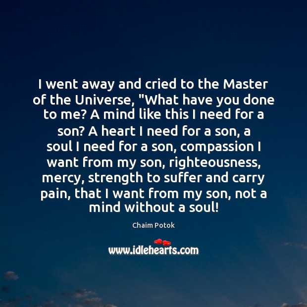 I went away and cried to the Master of the Universe, “What Chaim Potok Picture Quote