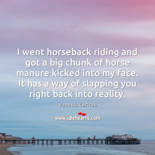 I went horseback riding and got a big chunk of horse manure Vanessa Carlton Picture Quote