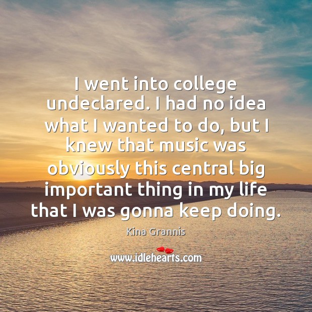 I went into college undeclared. I had no idea what I wanted Kina Grannis Picture Quote