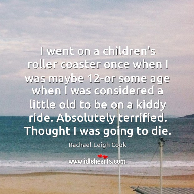 I went on a children’s roller coaster once when I was maybe 12 Rachael Leigh Cook Picture Quote