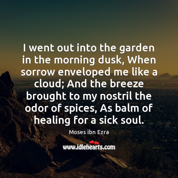 I went out into the garden in the morning dusk, When sorrow Moses ibn Ezra Picture Quote