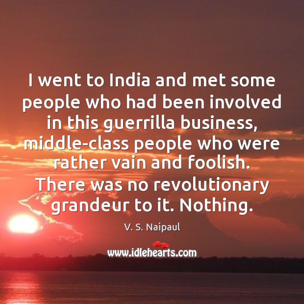 I went to India and met some people who had been involved V. S. Naipaul Picture Quote