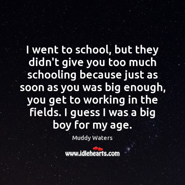 I went to school, but they didn’t give you too much schooling Muddy Waters Picture Quote