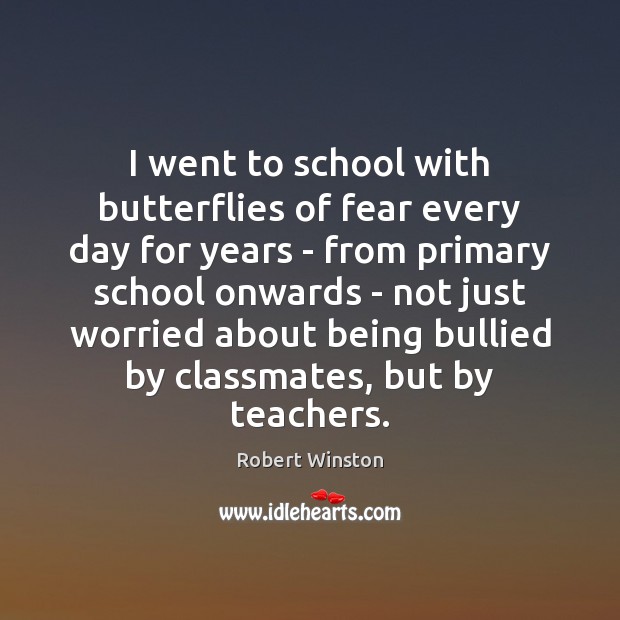 I went to school with butterflies of fear every day for years Image