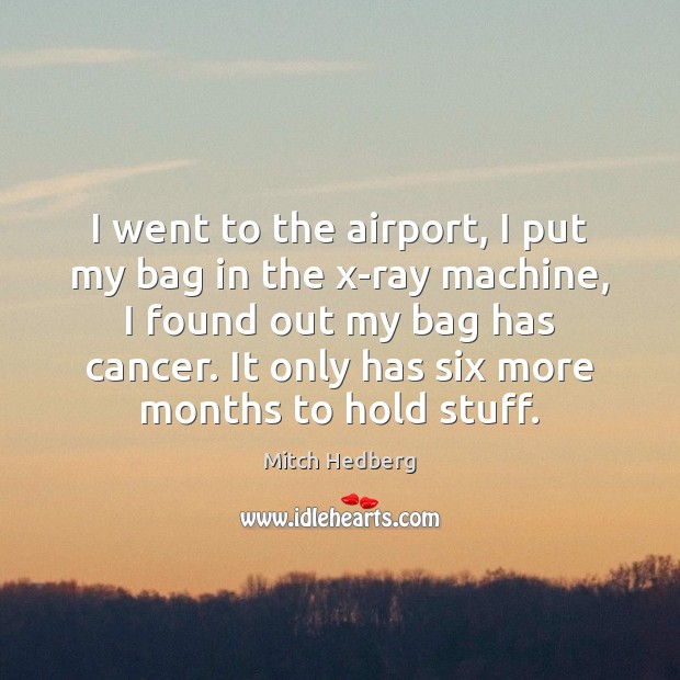 I went to the airport, I put my bag in the x-ray Mitch Hedberg Picture Quote