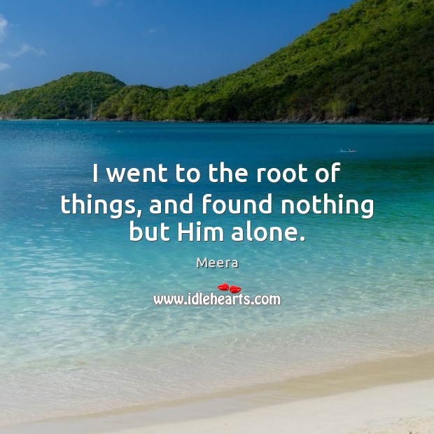 I went to the root of things, and found nothing but Him alone. Meera Picture Quote