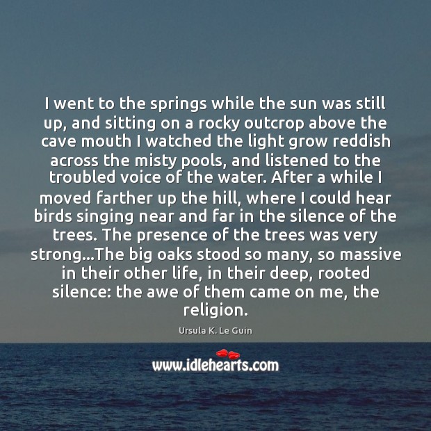 I went to the springs while the sun was still up, and Ursula K. Le Guin Picture Quote