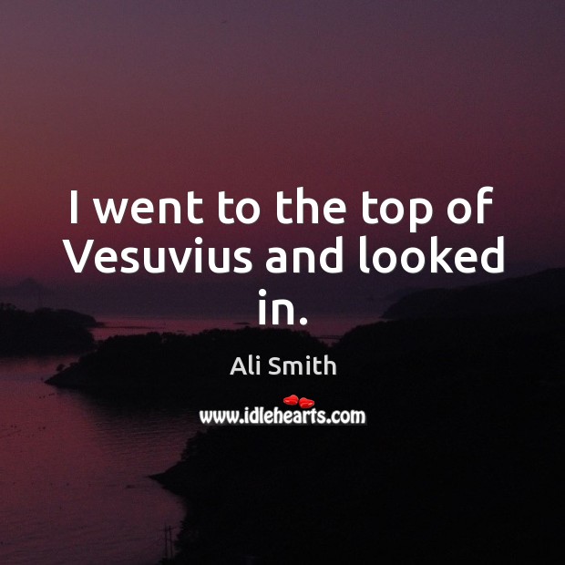 I went to the top of Vesuvius and looked in. Ali Smith Picture Quote
