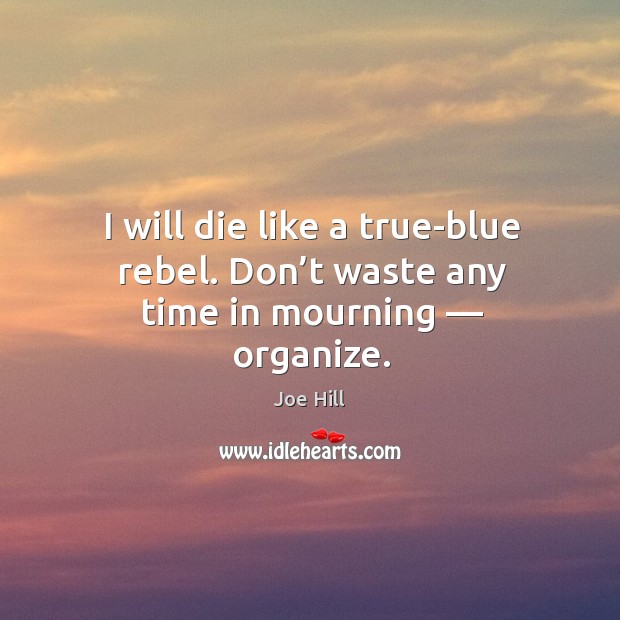 I will die like a true-blue rebel. Don’t waste any time in mourning — organize. Image