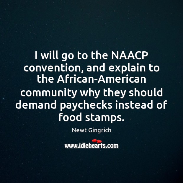 I will go to the NAACP convention, and explain to the African-American Newt Gingrich Picture Quote