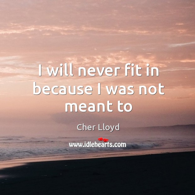 I will never fit in because I was not meant to Cher Lloyd Picture Quote
