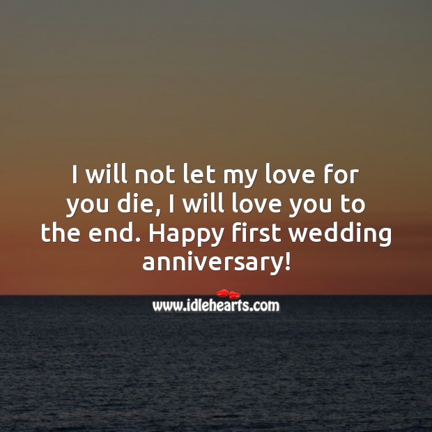 I will not let my love for you die, I will love you to the end. Happy anniversary! Happy First Anniversary Messages Image