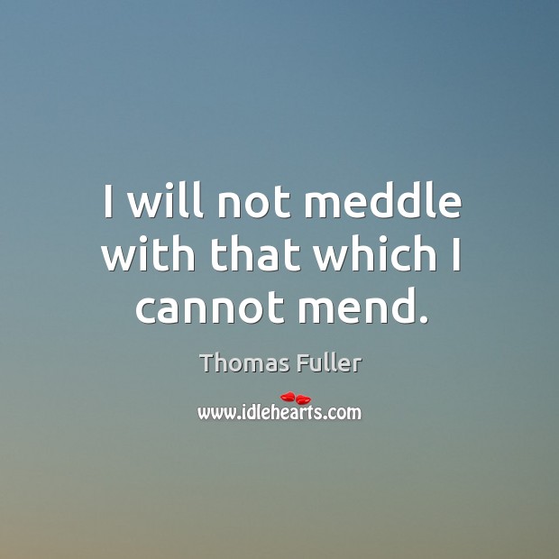 I will not meddle with that which I cannot mend. Thomas Fuller Picture Quote
