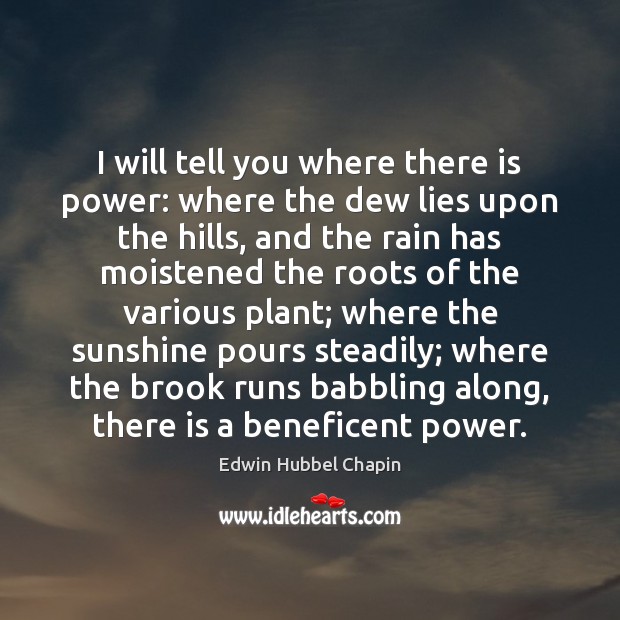 I will tell you where there is power: where the dew lies Edwin Hubbel Chapin Picture Quote