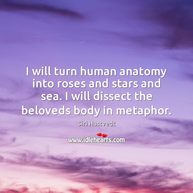 I will turn human anatomy into roses and stars and sea. I Siri Hustvedt Picture Quote