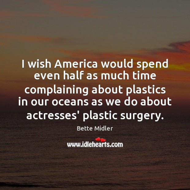 I wish America would spend even half as much time complaining about Bette Midler Picture Quote
