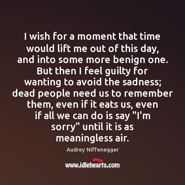 I wish for a moment that time would lift me out of Audrey Niffenegger Picture Quote