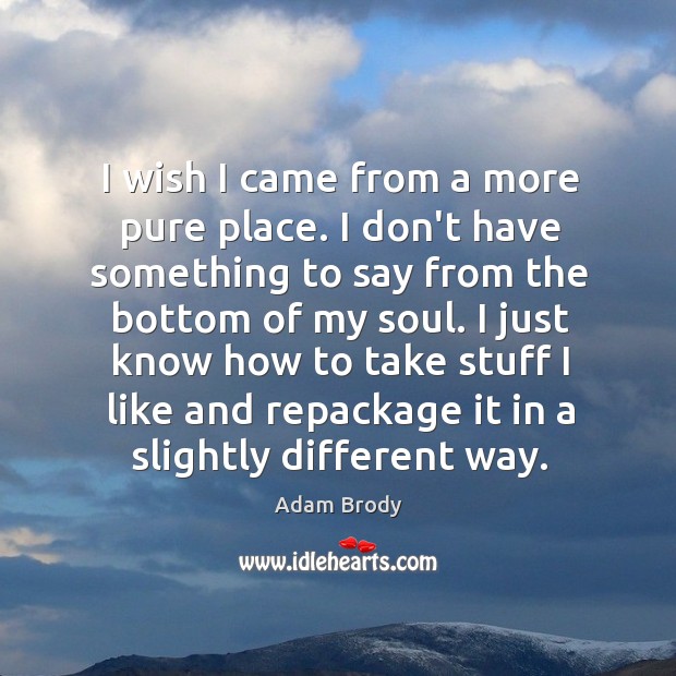I wish I came from a more pure place. I don’t have Adam Brody Picture Quote
