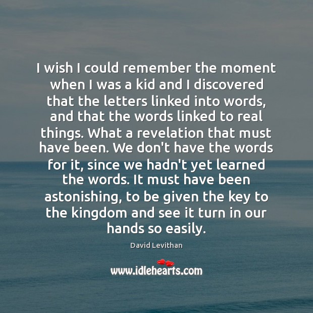 I wish I could remember the moment when I was a kid David Levithan Picture Quote