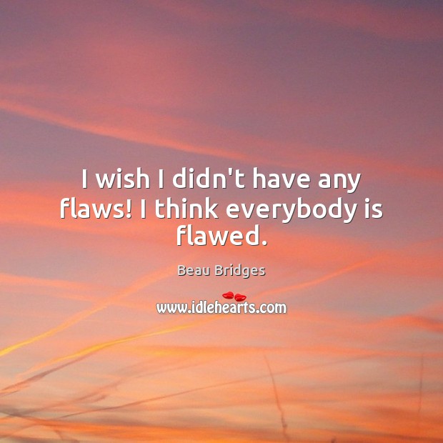 I wish I didn’t have any flaws! I think everybody is flawed. Image