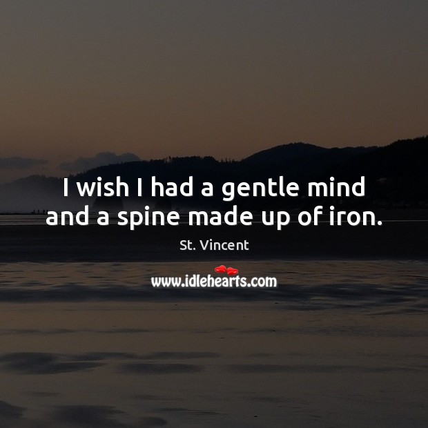 I wish I had a gentle mind and a spine made up of iron. St. Vincent Picture Quote
