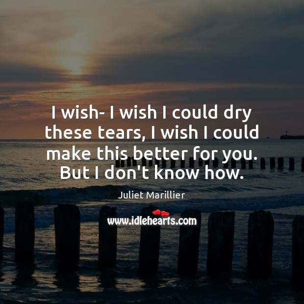 I wish- I wish I could dry these tears, I wish I Juliet Marillier Picture Quote