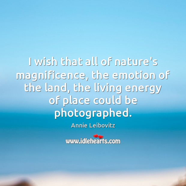 I wish that all of nature’s magnificence, the emotion of the land, Annie Leibovitz Picture Quote