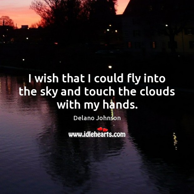 I wish that I could fly into the sky and touch the clouds with my hands. Delano Johnson Picture Quote