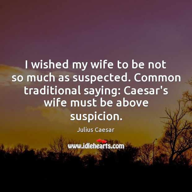 I wished my wife to be not so much as suspected. Common Julius Caesar Picture Quote