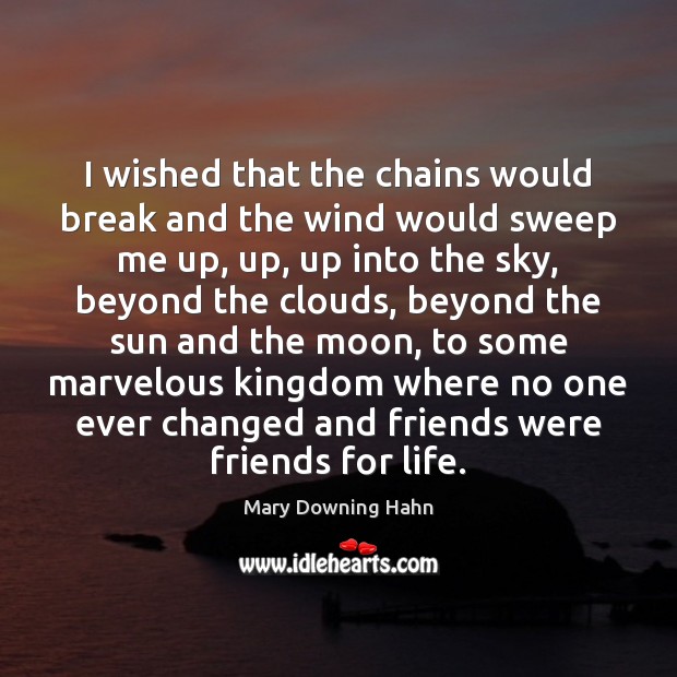 I wished that the chains would break and the wind would sweep Mary Downing Hahn Picture Quote