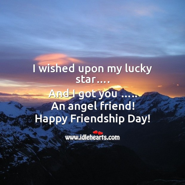 I wished upon my lucky star and I got you an angel friend! Friendship Day Quotes Image