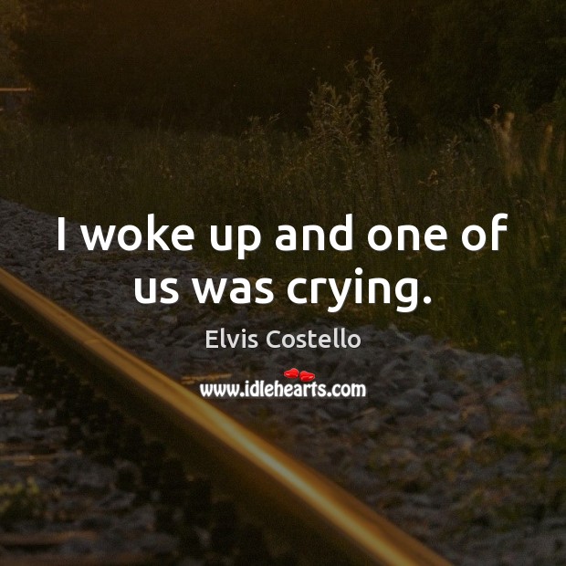 I woke up and one of us was crying. Elvis Costello Picture Quote