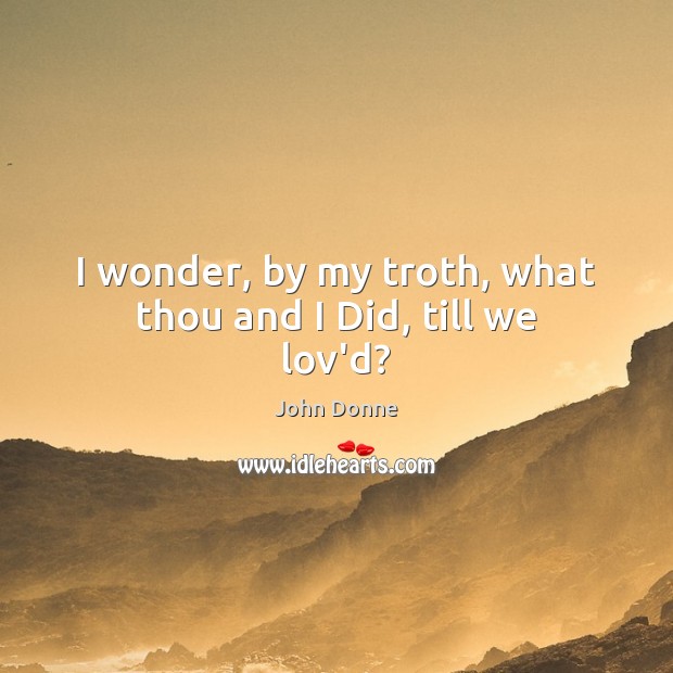 I wonder, by my troth, what thou and I Did, till we lov’d? Image