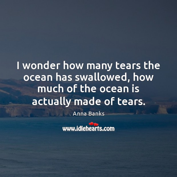 I wonder how many tears the ocean has swallowed, how much of Anna Banks Picture Quote