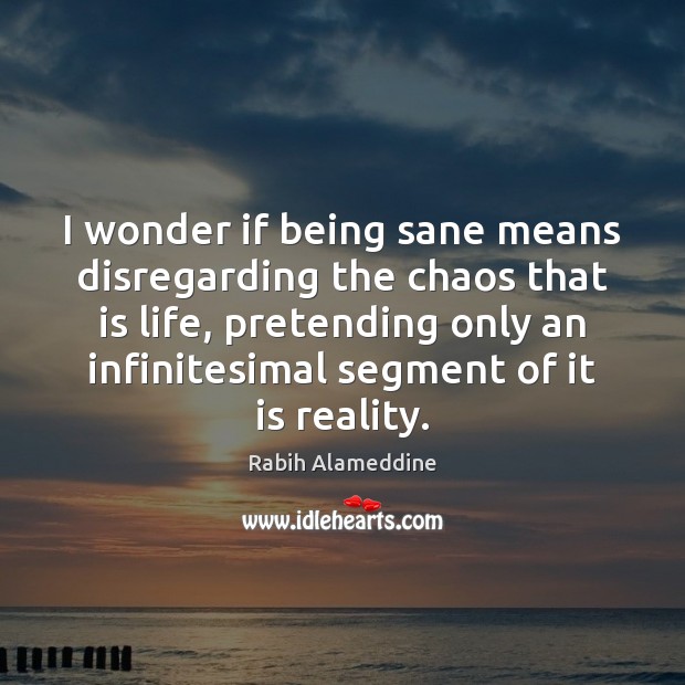 I wonder if being sane means disregarding the chaos that is life, Rabih Alameddine Picture Quote