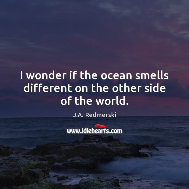 I wonder if the ocean smells different on the other side of the world. J.A. Redmerski Picture Quote