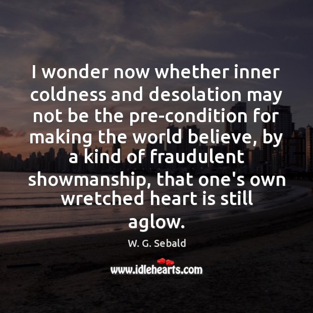 I wonder now whether inner coldness and desolation may not be the W. G. Sebald Picture Quote