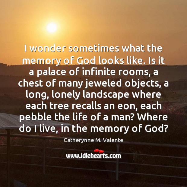 I wonder sometimes what the memory of God looks like. Is it Catherynne M. Valente Picture Quote