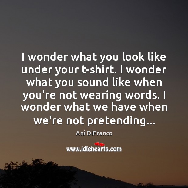 I wonder what you look like under your t-shirt. I wonder what Ani DiFranco Picture Quote